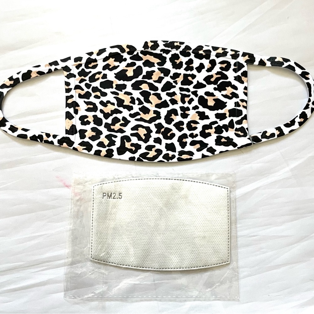 Youth leopard print face mask with removable filter